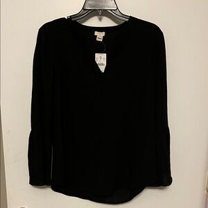 J Crew Black V-Neck Blouse